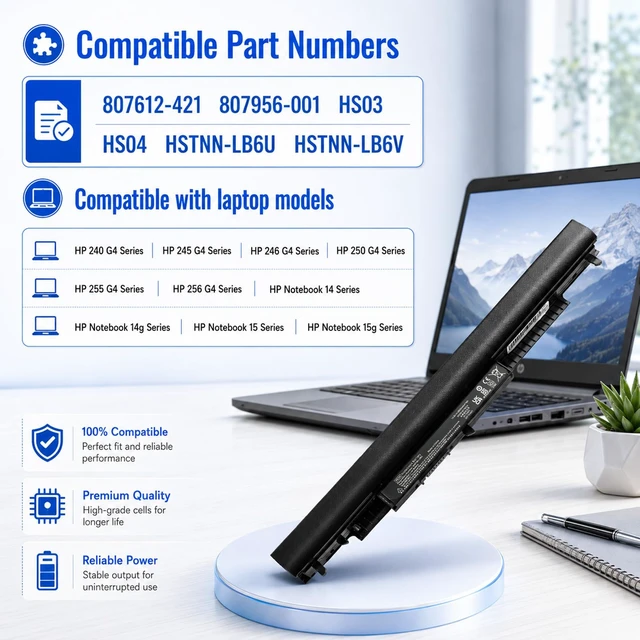 Alt view image 4 of 7 - 807956-001 Battery for HP HS04 HS03 807957-001 807611-421 807612-421 for HSTNN-LB6U 15-AY039WM 15-AY041WM 15-AY009DX TPN-I119 G4/G5 240 245 246 250 256 15-AY052NR HSTNN-DB7I HSTNN-LB6V