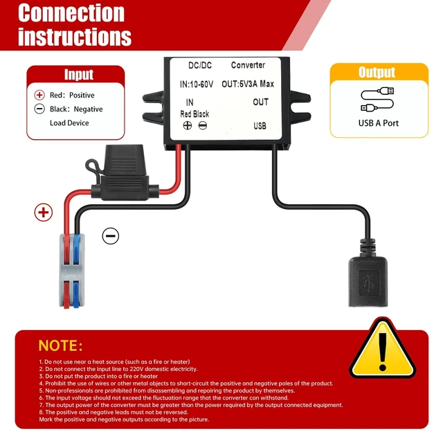 Alt view image 3 of 7 - DC 10-60V to 5V 3A Buck Converter,12V 24V 36V 48V Step Down to 5V 3A 15W max DC Converter,IP67 Waterproof Voltage regulator power supply Buck Transformer Module Adapter for Truck,Screen,Car etc