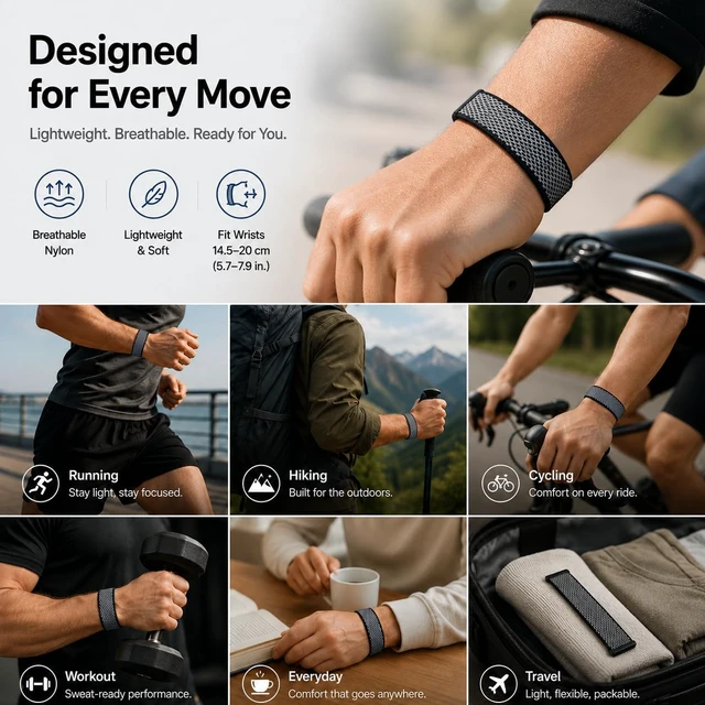 Alt view image 5 of 6 - For Google Fitbit Air Skin-Friendly Nylon Loop Band Adjustable One Size Sport Strap