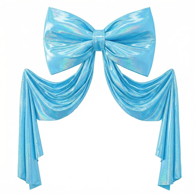 Main image of Giant Bow Decor 23x70 Inch Large Blue Glitter Bow with Long Ribbon Upgrade Internal Lining Support Oversized 3D Bow Wall Backdrop Decoration for Coquette Room Birthday Wedding Party Decorations