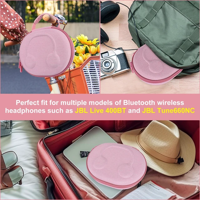 Alt view image 5 of 7 - EVA Hard Case for JBL Live 770NC/670NC/660NC/650BT/460NC/400BT/500BT and JBL Tune 770NC/710BT/720BT/700BT/750BT/520BT/510BT/760NC/660NC/500/E45BT Wireless Headphone - Pink Case+Inside Black