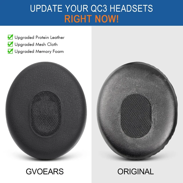 Alt view image 4 of 7 - Ear Pads Replacement for Bose QuietComfort 3 On-Ear Headphones Earpads Cushions for Bose QC3 OE1 with Memory Foam Protein Leather (Black)