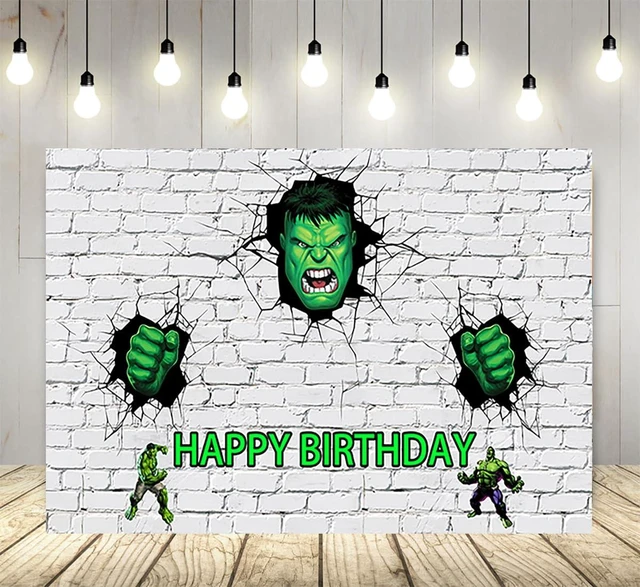 Main image of White Brick Wall Backdrop for Hulk Theme Birthday Party Supplies 5x3ft Hulk Superhero Theme Baby Shower Banner for Birthday