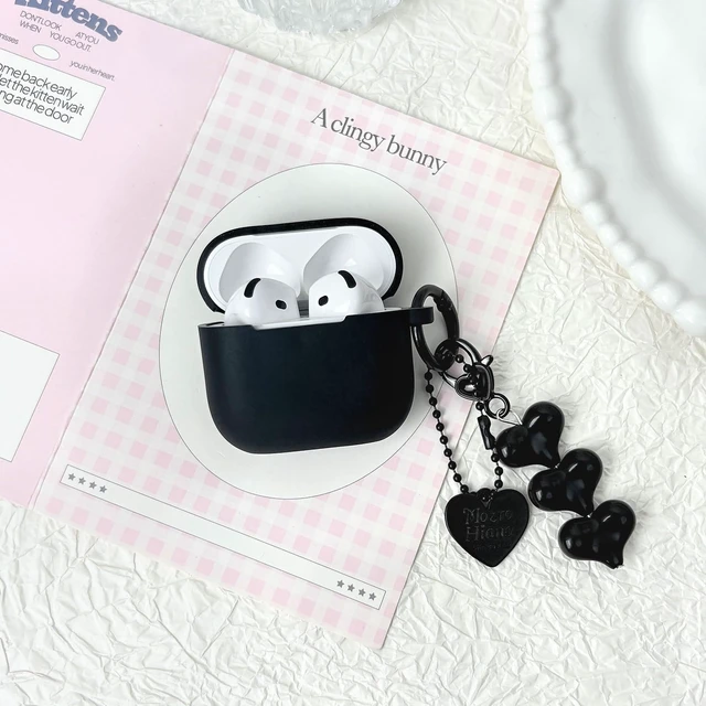 Alt view image 3 of 7 - Compatible for AirPods 4 Case Soft TPU with Cleaner Kit Cute Silver Fashion Buckle Pendant Aesthetics Design Shockproof Cover for Girls Woman for Airpods 4-Black