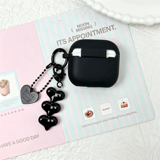 Alt view image 5 of 7 - Compatible for AirPods 4 Case Soft TPU with Cleaner Kit Cute Silver Fashion Buckle Pendant Aesthetics Design Shockproof Cover for Girls Woman for Airpods 4-Black