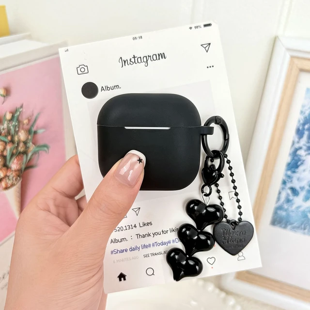 Alt view image 6 of 7 - Compatible for AirPods 4 Case Soft TPU with Cleaner Kit Cute Silver Fashion Buckle Pendant Aesthetics Design Shockproof Cover for Girls Woman for Airpods 4-Black