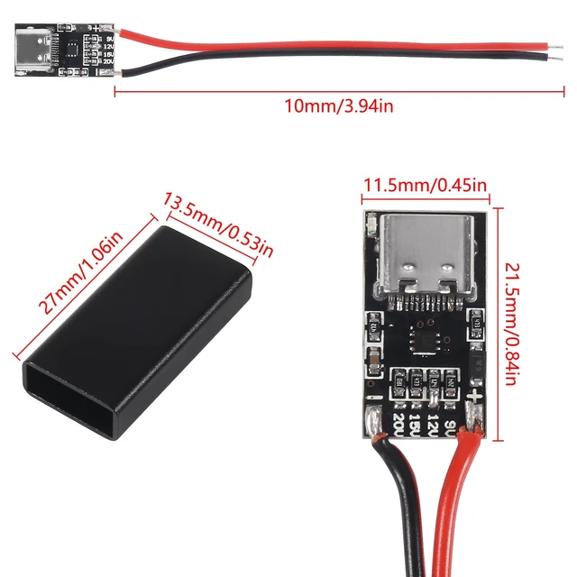 Alt view image 3 of 7 - 8PCS USB-C PD3.0 Trigger Charging Module PD/QC Decoy Board Fast Charge USB Type-C 9V 12V 15V 20V 5A Adjustable Voltage High Speed Charge Power Boost Module with Housing