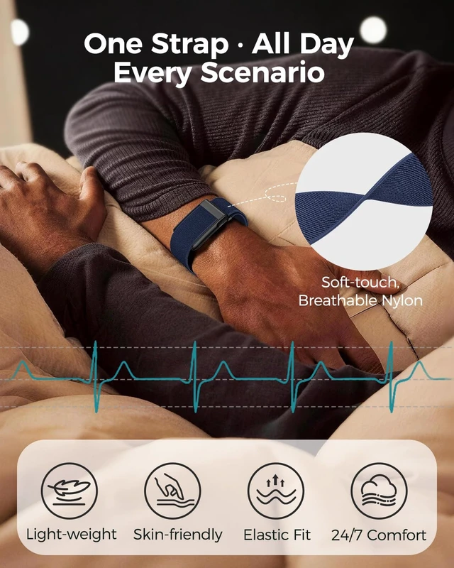 Alt view image 4 of 7 - Elastic Nylon Sport Strap for Whoop 5.0 & MG Bands One, Peak & Life, Quick-Dry Breathable Wristband with Quick-Adjust Sliding Buckle Accessories for Men Women - Not for Whoop 4.0