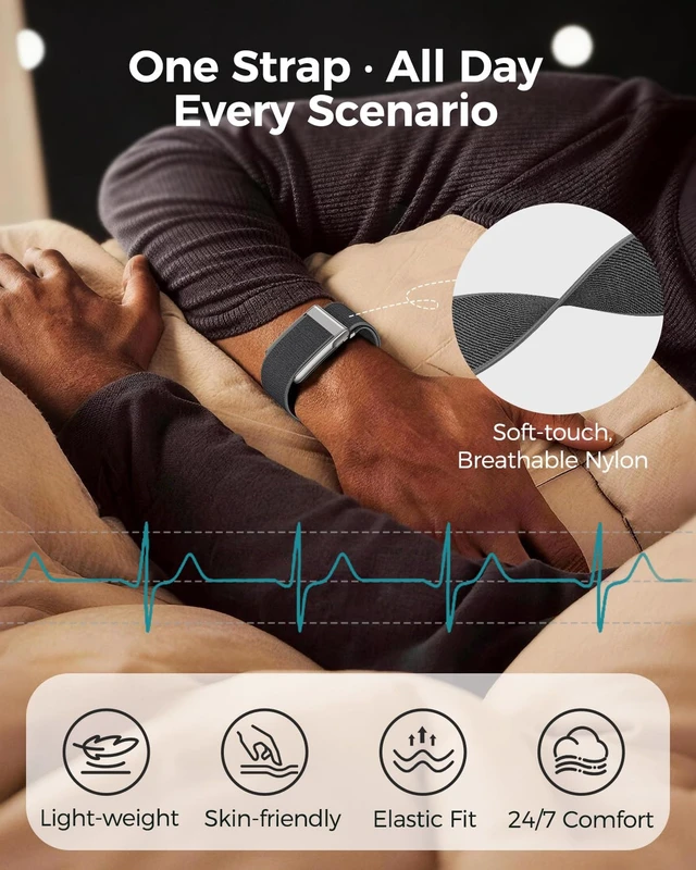 Alt view image 4 of 7 - Elastic Nylon Sport Strap for Whoop 5.0 & MG Bands One, Peak & Life, Quick-Dry Breathable Wristband with Quick-Adjust Sliding Buckle Accessories for Men Women - Not for Whoop 4.0
