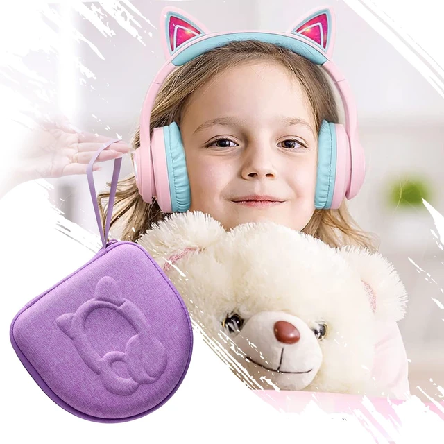 Alt view image 7 of 7 - Kids Headphone Case for Riwbox CT-7 Pink/for Jack CT-7S Cat Green 3.5mm/ for iClever IC-HS01/for Picun/for FosPower Cat Ear LED Light Up Headphones - Kids Cover OnlyPurple