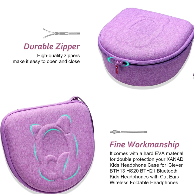 Alt view image 6 of 7 - Kids Headphone Case for Riwbox CT-7 Pink/for Jack CT-7S Cat Green 3.5mm/ for iClever IC-HS01/for Picun/for FosPower Cat Ear LED Light Up Headphones - Kids Cover OnlyPurple