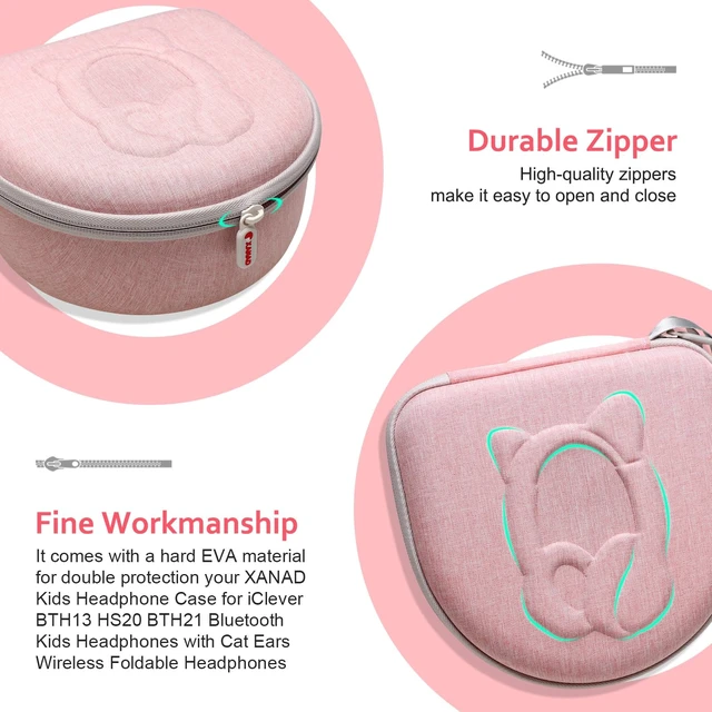 Alt view image 6 of 7 - Kids Headphone Case for Riwbox CT-7 Pink/for Jack CT-7S Cat Green 3.5mm/ for iClever IC-HS01/for Picun/for FosPower Cat Ear LED Light Up Headphones - Kids Cover OnlyPink