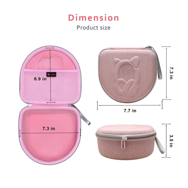 Alt view image 5 of 7 - Kids Headphone Case for Riwbox CT-7 Pink/for Jack CT-7S Cat Green 3.5mm/ for iClever IC-HS01/for Picun/for FosPower Cat Ear LED Light Up Headphones - Kids Cover OnlyPink
