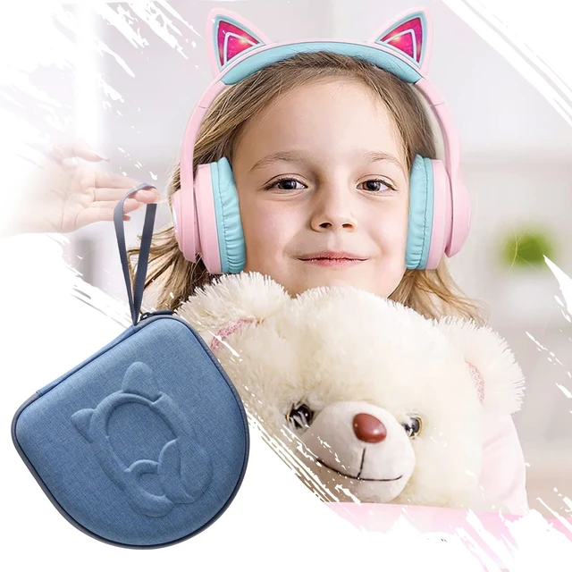 Alt view image 6 of 6 - Kids Headphone Case for Riwbox CT-7 Pink/for Jack CT-7S Cat Green 3.5mm/ for iClever IC-HS01/for Picun/for FosPower Cat Ear LED Light Up Headphones - Kids Cover OnlyBlue
