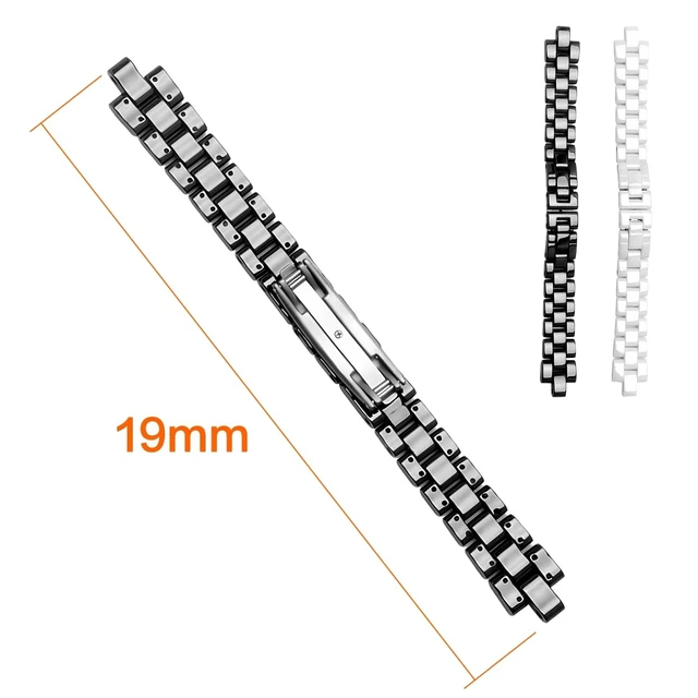 Alt view image 4 of 4 - Watch Band Strap Bracelet Compatible To Chanel J12 Watch Real Ceramic 16/19mm (Black, 19mm)
