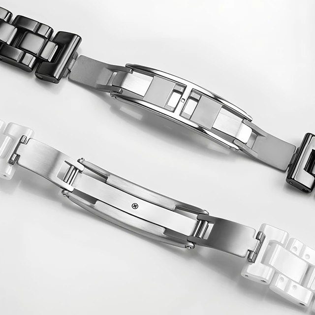 Alt view image 2 of 4 - Watch Band Strap Bracelet Compatible To Chanel J12 Watch Real Ceramic 16/19mm (Black, 19mm)