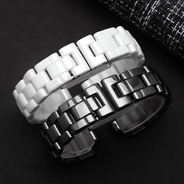 Alt view image 3 of 4 - Watch Band Strap Bracelet Compatible To Chanel J12 Watch Real Ceramic 16/19mm (Black, 19mm)