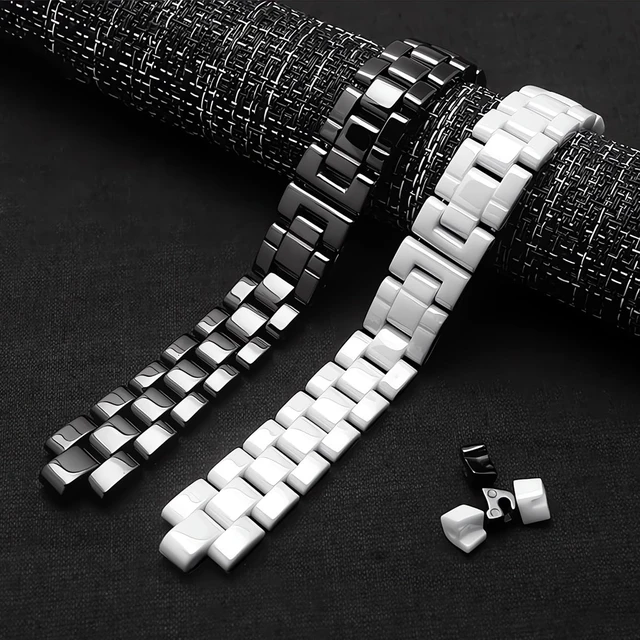 Alt view image 5 of 5 - Watch Band Strap Bracelet Compatible To Chanel J12 Watch Real Ceramic 16/19mm (Black, 16mm)