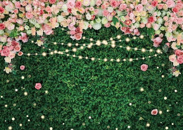 Alt view image 2 of 7 - JSHENGZHYI Flower Greenery Backdrop Floral Green Grass Lawn Glitter Party Photography Background Kids Adults Birthday Newborn Baby Shower Wedding Bridal Shower Party Cake Table Decoration 8x6FT