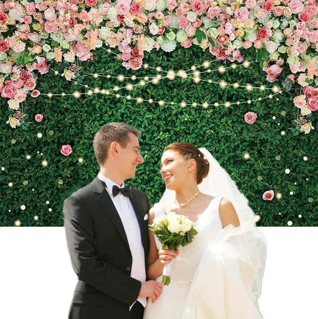 Alt view image 5 of 7 - JSHENGZHYI Flower Greenery Backdrop Floral Green Grass Lawn Glitter Party Photography Background Kids Adults Birthday Newborn Baby Shower Wedding Bridal Shower Party Cake Table Decoration 8x6FT