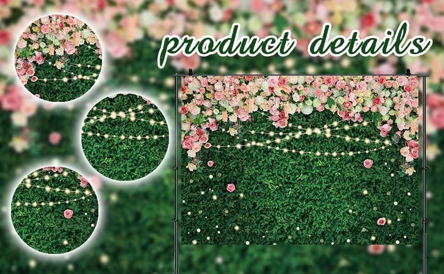 Alt view image 7 of 7 - JSHENGZHYI Flower Greenery Backdrop Floral Green Grass Lawn Glitter Party Photography Background Kids Adults Birthday Newborn Baby Shower Wedding Bridal Shower Party Cake Table Decoration 8x6FT