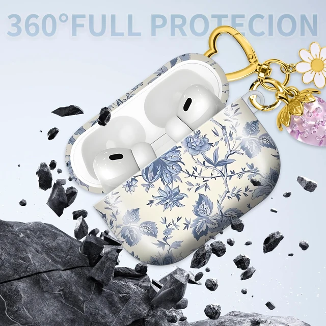 Alt view image 6 of 6 - Compatible with AirPod PRO 3 2025 Shockproof and dustproof Wireless Earphone case, with a Beautiful and Cute Strawberry Keychain Pendant Suitable for WomenFlowers Purple Strawberry
