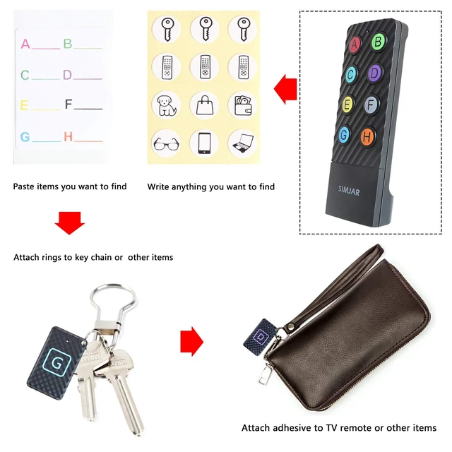Alt view image 4 of 7 - Key Finder with Lanyard for Remote & Up to 100ft Working Range, Wireless RF 90dB Item Locator Tracker Support Remote Control, 8 Receivers - Pet/Wallet/Phone/Glasses Box Tracker