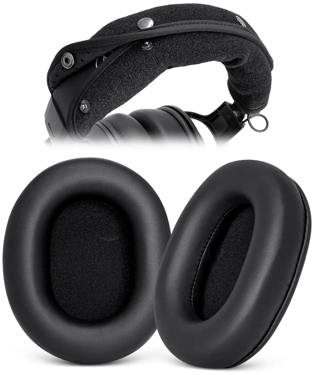Main image of Replacement Ear Pads + Headband Cover Protector Compatible with Audio Technica ATH M50 M50X M50XBT M40X M30X M20X MSR7 SX1 Headphones, Repair Parts, No Tool Installation (Black)
