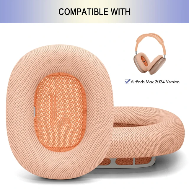Alt view image 2 of 7 - Ear Cushions Replacement for AirPods Max 1 & 2 Headphones Air Pod Max Pads Protein Leather Ear Cups for Apple Over-Ear Headphones Sweatproof (Orange)