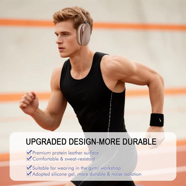 Alt view image 4 of 7 - Ear Cushions Replacement for AirPods Max 1 & 2 Headphones Air Pod Max Pads Protein Leather Ear Cups for Apple Over-Ear Headphones Sweatproof (Orange)