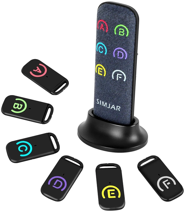 Main image of Key Finder with Thinner Receivers & Advanced Fabric Remote, 80dB+ RF Item Locator with 131ft Working Range, 1 RF Transmitter & 6 Receivers