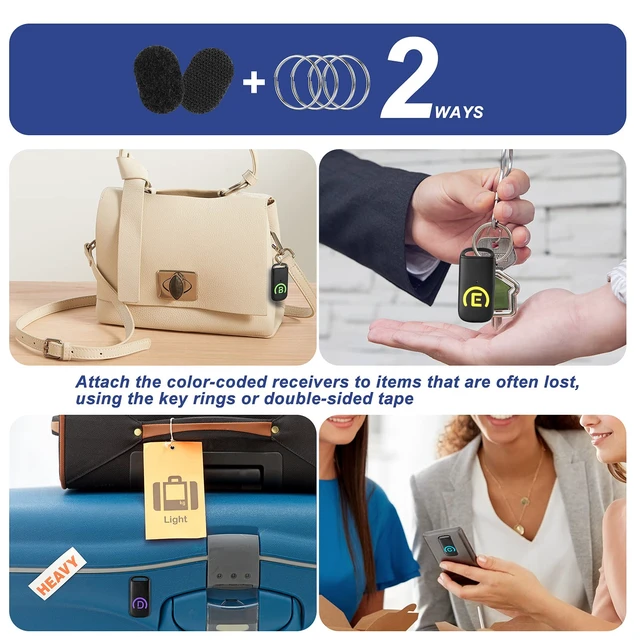 Alt view image 3 of 6 - Key Finder with Thinner Receivers & Advanced Fabric Remote, 80dB+ RF Item Locator with 131ft Working Range, 1 RF Transmitter & 6 Receivers