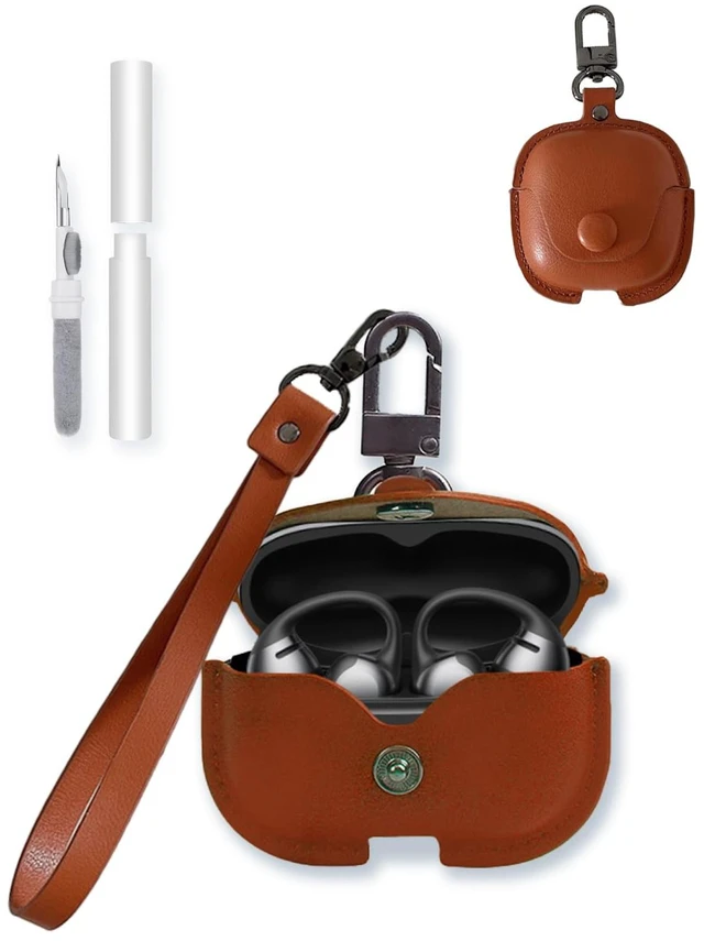 Main image of Case for SHOKZ OpenDots ONE Earbuds,Stylish Retro Soft Protective, Premium PU Leather Case Cover with Cleaning Kit & Lanyard for SHOKZ OpenDots ONE Accessories-Brown