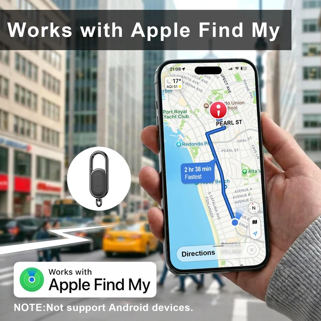 Alt view image 2 of 7 - Keychain,Key Finder Built-in Anti-Loss Tracker,Works with Apple Find My (iOS Only), Tracker Tag Locator for Keys,Luggage,Backpack,and More, Sound Alert & Global Tracking, Black