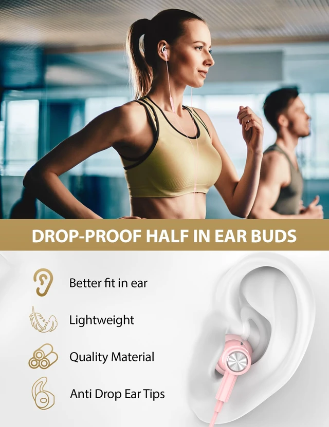 Alt view image 2 of 7 - for Apple Lightning Headphones MFi-Certified Wired Earbuds Pink Magnetic Larger Ear Buds Earphones with Anti-Drop Tips Corded Headset Cord for iPhone 14 Plus 13 Pro Max 12 Mini 11 XS XR 8