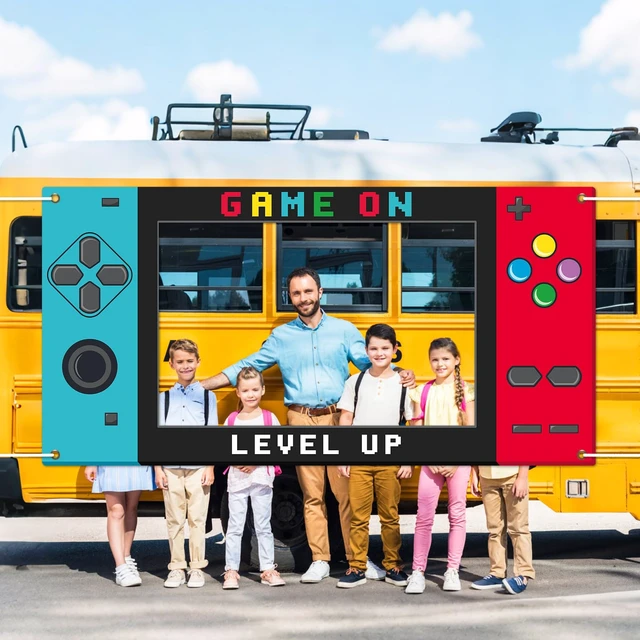 Alt view image 6 of 7 - Large 73inch Video Game Photo Prop Game on Party Decorations Red Blue Handheld Gaming Console Banner Backdrop Gaming Photo Booth Frame Background for Boys Birthday Gamer Favor Supplies