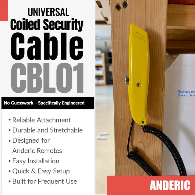 Alt view image 2 of 6 - Universal Coiled Security Cable Box Cutter or Remote Control Tether Security Cable Leash with Hook and Loop Fastener Tape and Double-Sided Tape