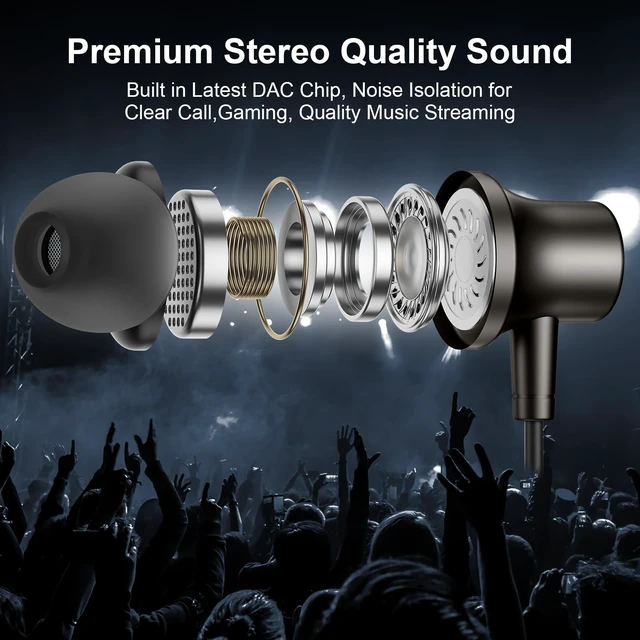 Alt view image 2 of 7 - USB C Headphone Wired Ear Buds for Samsung S26 Ultra S25 A16 A17 A36 Z Flip Magnetic Type C Earphone for iPhone 18 Pro Max 17 16 15 16e 17e HD Mic in Ear Noise Isolation Earbuds for iPad A16 Pixel 10a