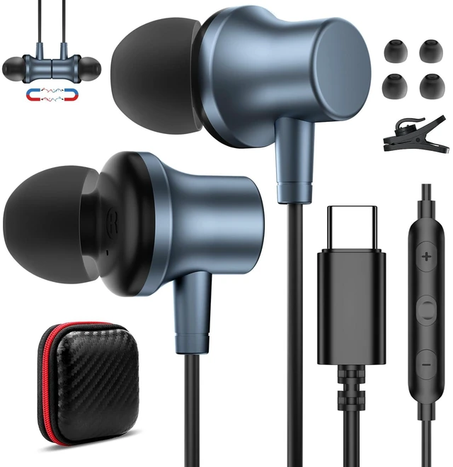 Main image of USB C Headphone Wired Ear Buds for Samsung S26 Ultra S25 A16 A17 A36 Z Flip Magnetic Type C Earphone for iPhone 18 Pro Max 17 16 15 16e 17e HD Mic in Ear Noise Isolation Earbuds for iPad A16 Pixel 10a
