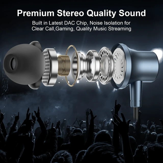 Alt view image 3 of 7 - USB C Headphone Wired Ear Buds for Samsung S26 Ultra S25 A16 A17 A36 Z Flip Magnetic Type C Earphone for iPhone 18 Pro Max 17 16 15 16e 17e HD Mic in Ear Noise Isolation Earbuds for iPad A16 Pixel 10a