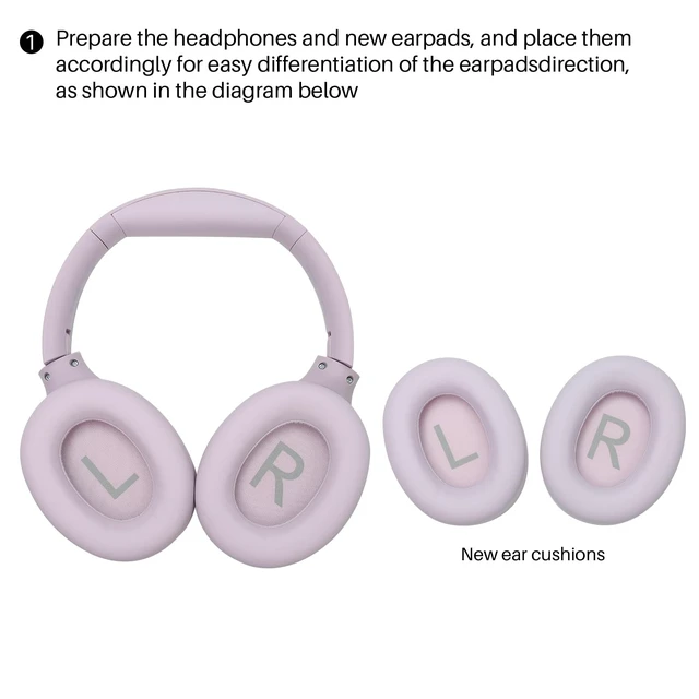Alt view image 2 of 5 - HT2 Replacement Earpads Cushion, Softer Protein Leather Ear Cover Waterproof for Comfortable Fit with Dustproof Mesh, Sound-Isolation Foam Purple