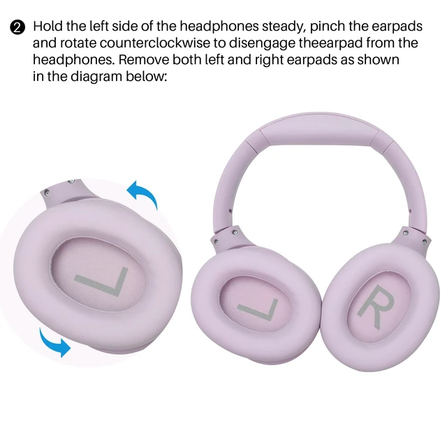 Alt view image 3 of 5 - HT2 Replacement Earpads Cushion, Softer Protein Leather Ear Cover Waterproof for Comfortable Fit with Dustproof Mesh, Sound-Isolation Foam Purple