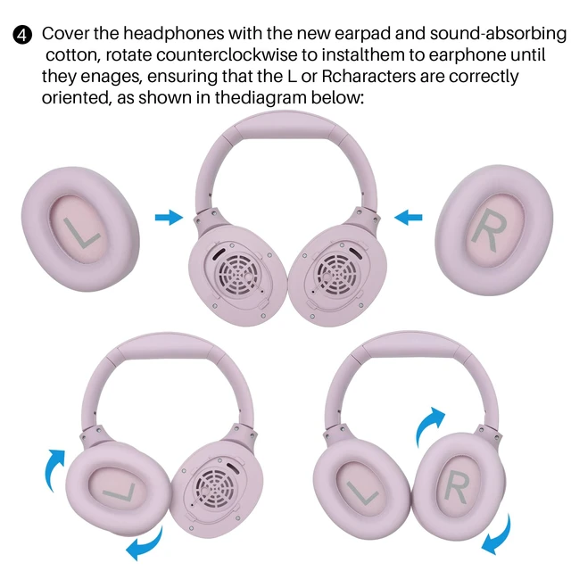 Alt view image 5 of 5 - HT2 Replacement Earpads Cushion, Softer Protein Leather Ear Cover Waterproof for Comfortable Fit with Dustproof Mesh, Sound-Isolation Foam Purple