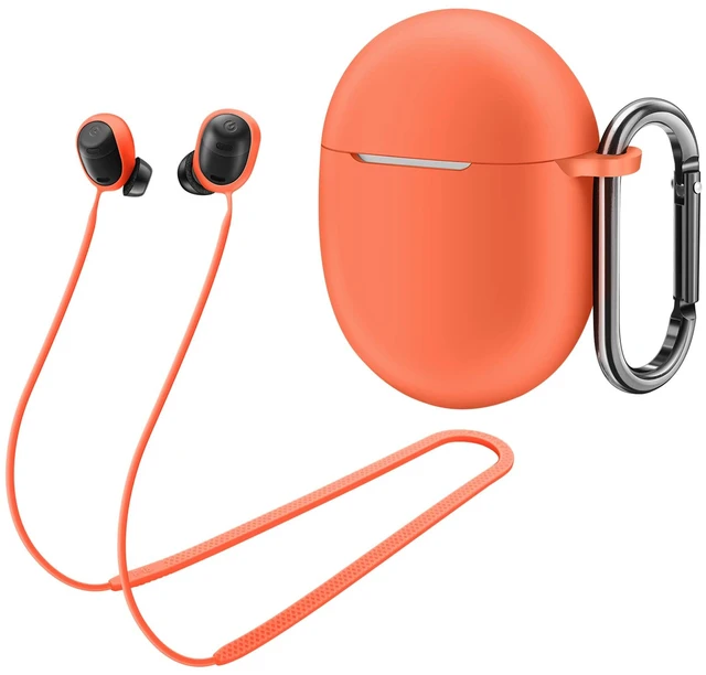 Main image of for Pixel Buds Pro Case,Anti-Lost Strap,Silicone Cover with Keychain,Sports Lanyard for Women Men Girl boy Compatible with Google Pixel Buds Pro 2022(Coral Orange Case+Orange Strap)