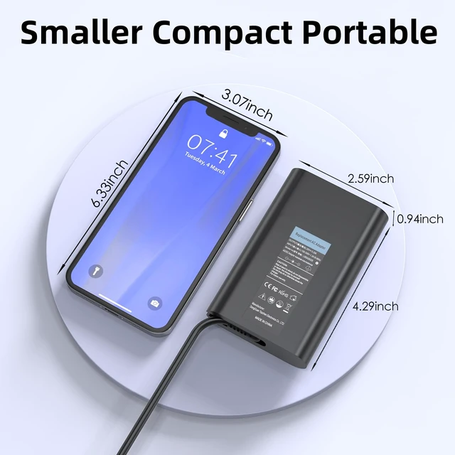 Alt view image 3 of 7 - 65W USB C Laptop Charger Compatible with LG Gram Fit for LG Gram 17 16 15 14 Laptop Model 17Z90N 17Z95P 17Z90Q 17Z90R 17Z90S 16T90P 16Z90P 16Z90Q Power AC Adapter