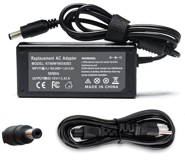 Main image of 19V 3.42A 65W AC Charger Compatible with Toshiba Satellite PA3714U-1ACA PA3917U-1ACA PA3715U-1ACA C55 C55T-A5222 C655 C855D L305D L505 L655 L755 A665 A505 P755 P775 P855 P875 Adapter 5.5x2.5mm