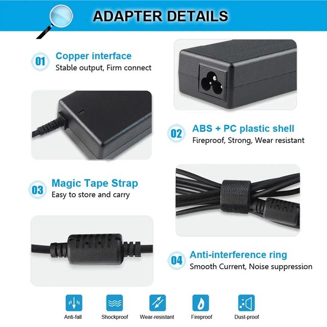 Alt view image 4 of 7 - 19V 3.42A 65W AC Charger Compatible with Toshiba Satellite PA3714U-1ACA PA3917U-1ACA PA3715U-1ACA C55 C55T-A5222 C655 C855D L305D L505 L655 L755 A665 A505 P755 P775 P855 P875 Adapter 5.5x2.5mm