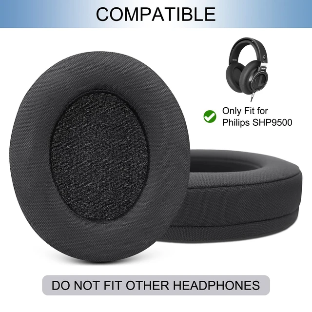 Alt view image 2 of 7 - Ear Pads Replacement Compatible for Philips SHP9500/SHP9500S Over-Ear Headphones, Earpads Ear Cushions for SHP9500/SHP9500S with Memory Foam and Noise Isolation (Mesh Black)