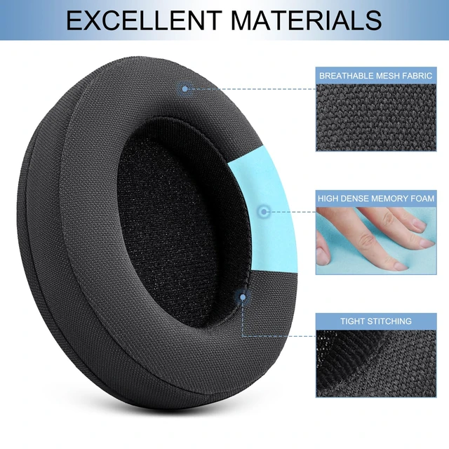 Alt view image 3 of 7 - Ear Pads Replacement Compatible for Philips SHP9500/SHP9500S Over-Ear Headphones, Earpads Ear Cushions for SHP9500/SHP9500S with Memory Foam and Noise Isolation (Mesh Black)