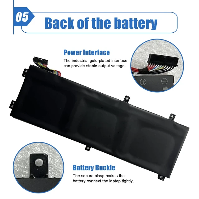Alt view image 6 of 6 - H5H20 Laptop Battery RRCGW Replace for Dell Precision 5510 5520 M5520 5530 5540 XPS 15 9550 9560 9570 9590 Inspiron 7590 7591 Series Notebook 62MJV M7R96 5D91C 05D91C 11.4V 56Wh